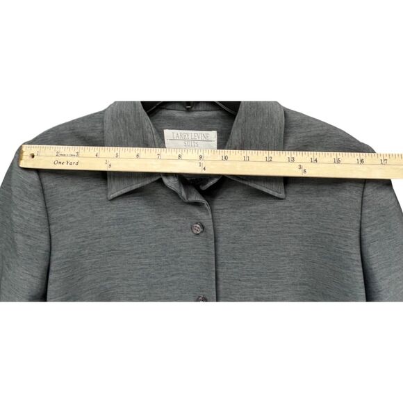 Larry Levine Suit Jacket Women 10 Gray Minimalist Career Longline Blazer Classic - Picture 6 of 15